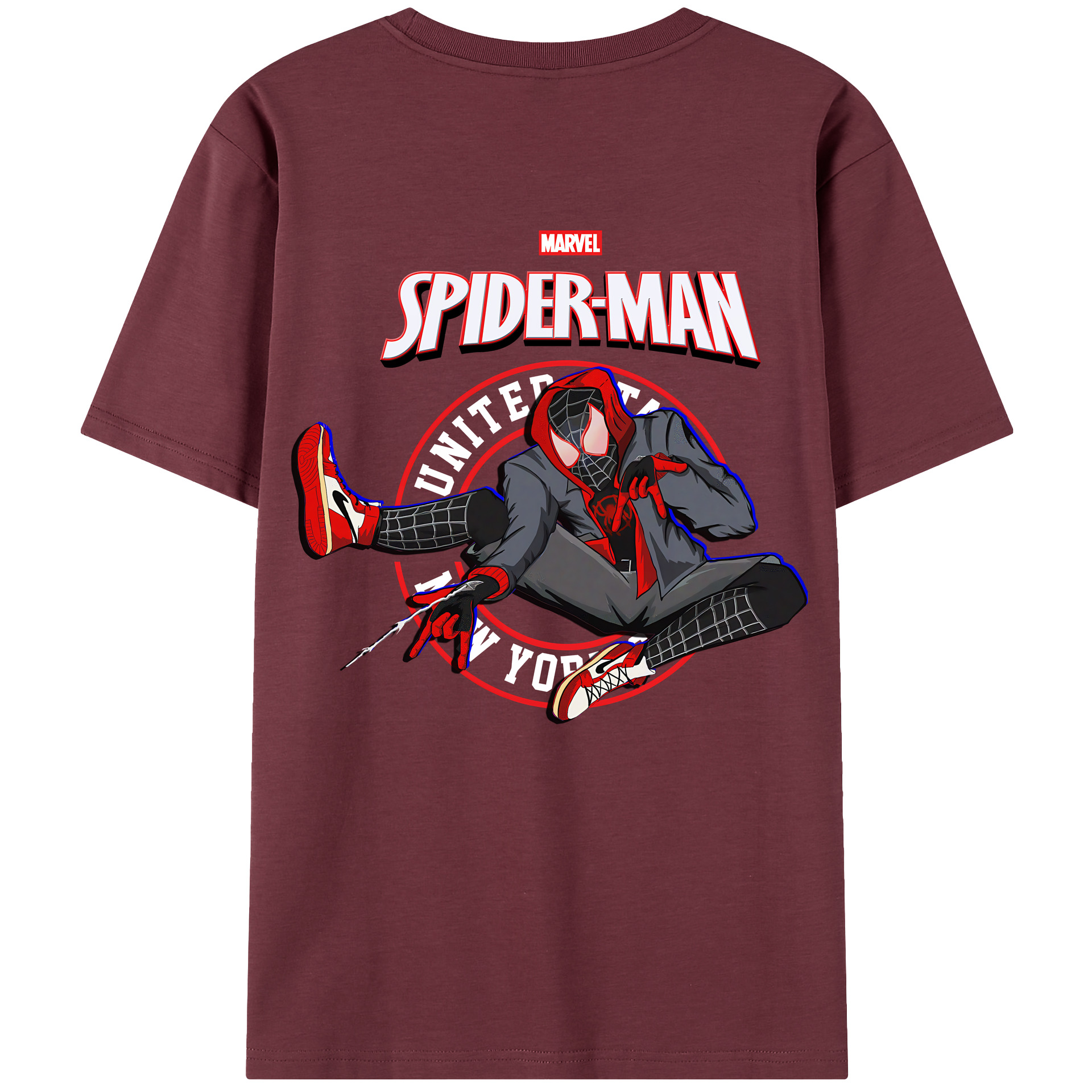 （画像用） Spider Man スパイダーマン 綿100％半袖Tシャツ（背面プリント）